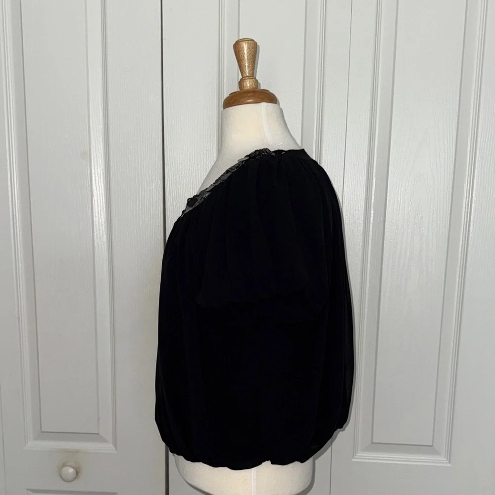 Ann Taylor LOFT Black Open Front Sequined Cardigan – Size Large - Picture 5 of 7
